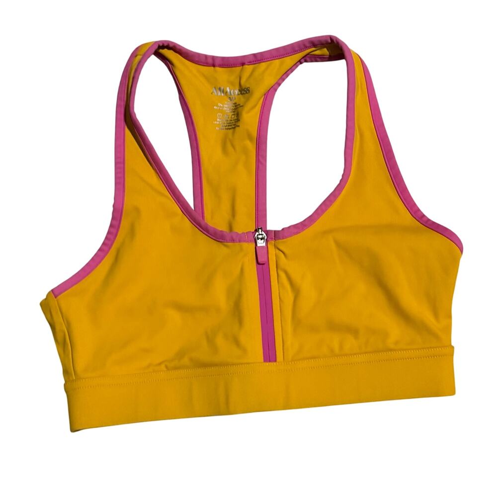 All Access Bright zip up sports bra orange pink lightweight post surgical sz S
